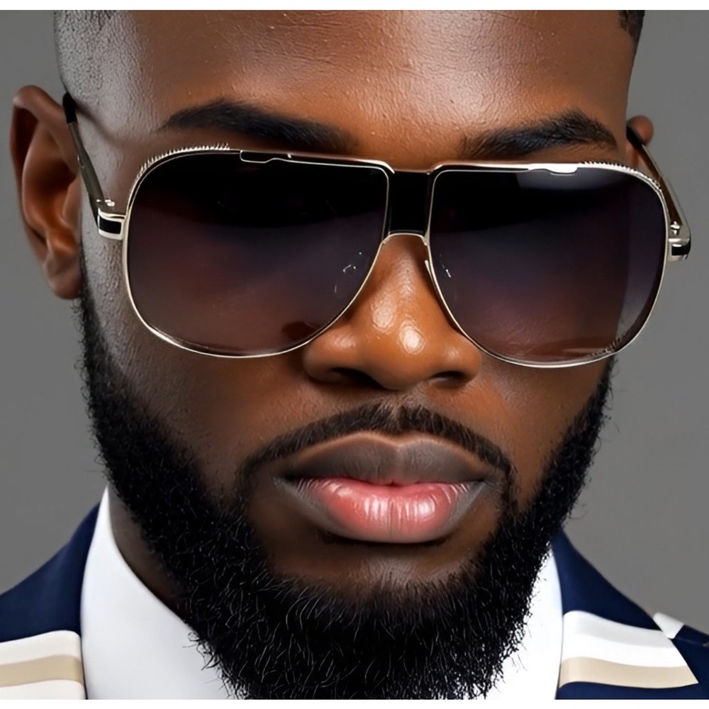 Mens‎ Sunglasses Silver Square Frame Black Lens Fashion Trendy Driving UV Lentes